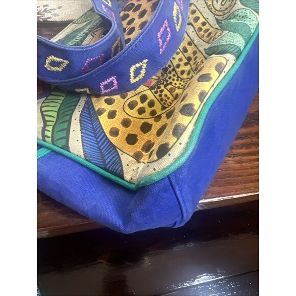 Vintage Laurel Burch Large Shoulder Tote Bag Leopard Cheetah Cat Y2K - Picture 4 of 12